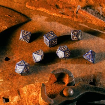 Runic kauliukų rinkinys margos mėlynos ir auksinės sp. Q-WORKSHOP